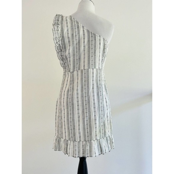 Line and Dot | Womens White One Shoulder Fit & Flare Edna Mini Dress Size Medium - Picture 5 of 13